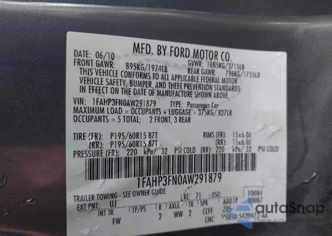 2010 Ford Focus Se from USA, damaged, VIN 1FAHP3FN0AW291879
